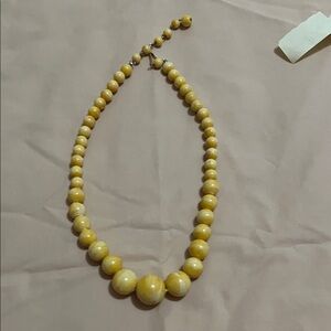 Vintage Honkong Yellow Beaded Necklace